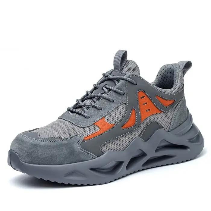 Chaussures de sécurité WOUDHONY pour hommes, bout rond en acier, semelles EVA, patch-travail, bottes de sécurité robustes et respirantes pour le printemps et l'automne