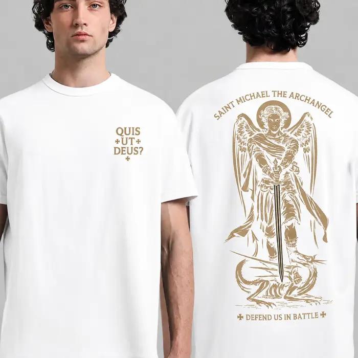 T-shirt en coton imprimé de haute qualité pour adultes, Saint Michel l'archange, vêtements pour hommes et femmes, t-shirt tendance à la mode pour l'été