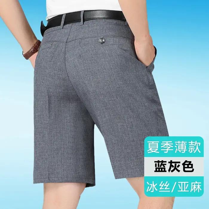 FJLin-Short en lin pour hommes, style britannique, taille élastique, respirant, décontracté, été
