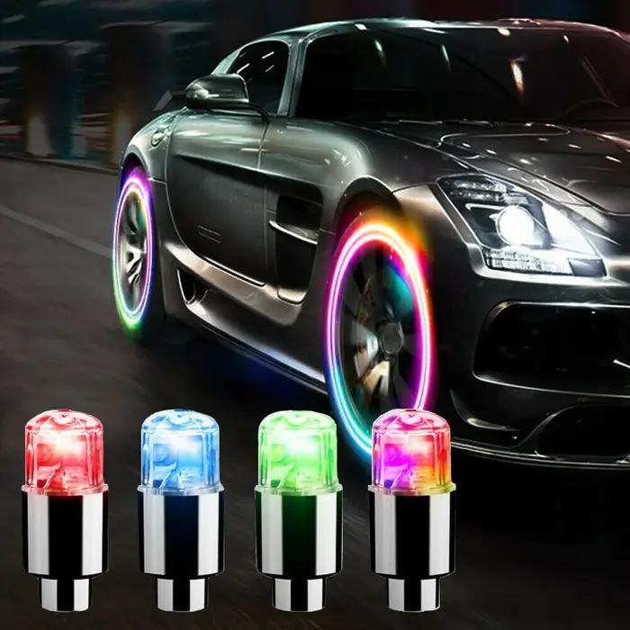 4 pièces bouchon de lumières de roue voiture Auto roue pneu pneu Valve d'air tige lumière LED boucho