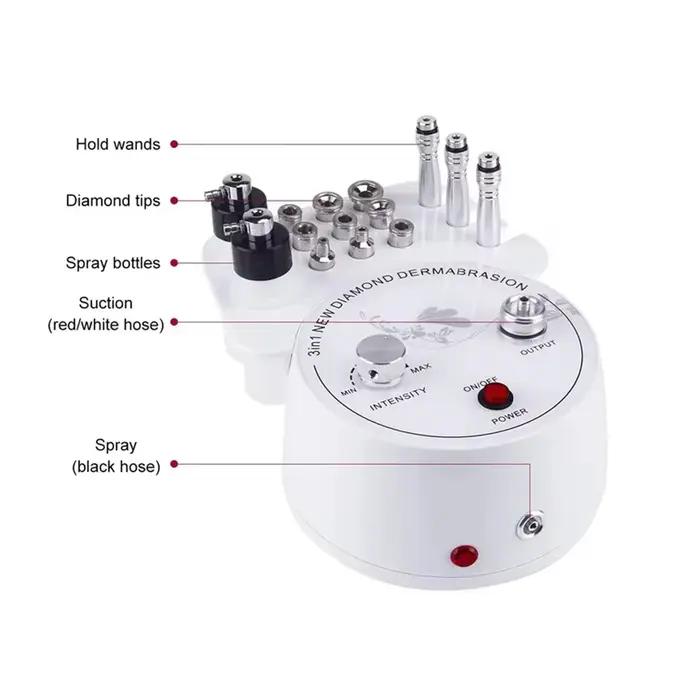 Machine de beauté à Microdermabrasion diamant 3 en 1, dispositif d'exfoliation par pulvérisation d'e