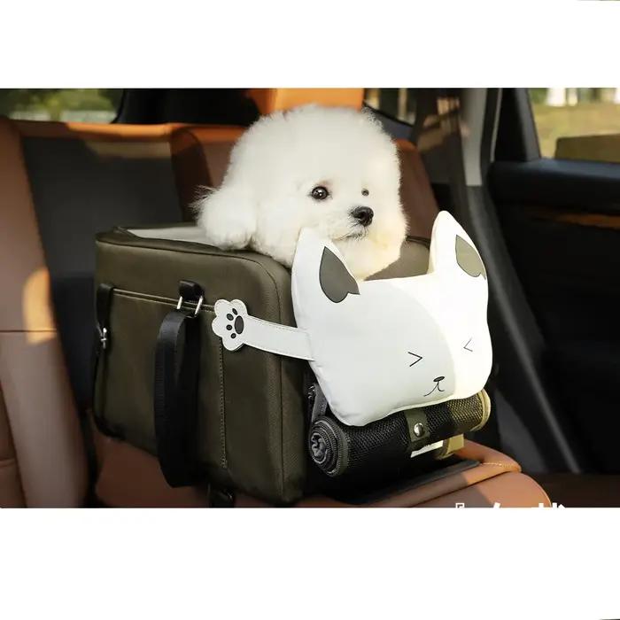 Siège de voiture pour chien, console centrale, siège pour chien avec double protection, ceinture de