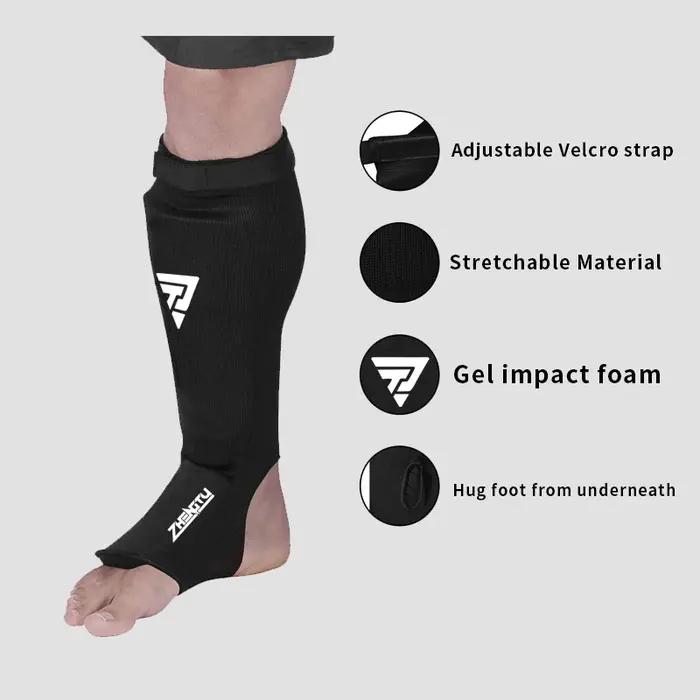 Protège-tibia de boxe en coton MMA, Protection du cou-de-pied et de la cheville, Protection des pied