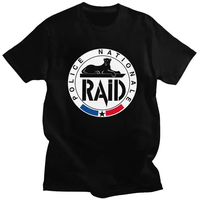 Personnalisé Cool France RAID Police française T-shirt hommes à manches courtes 100% coton T-shirt t