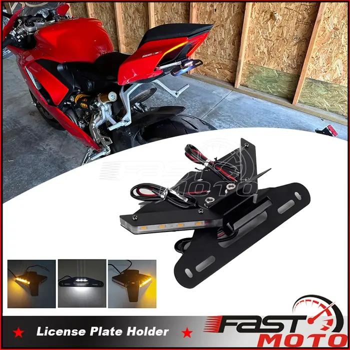 Support de plaque d'immatriculation en acier inoxydable pour Ducati Panigale V4R/S et Streetfighter V4 V4S V2 avec clignotants intégrés et rangement du garde-boue arrière élégant et sécuritaire