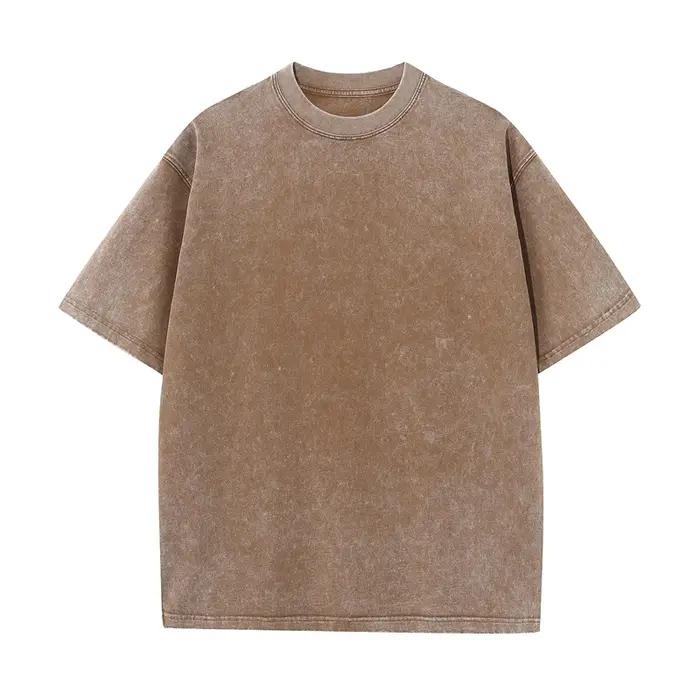 T-shirt d'été pour hommes 230G coton lourd Vintage lavé T-Shirts surdimensionné à manches courtes en vrac Streetwear