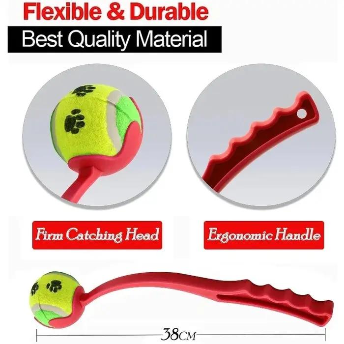 Ensemble de lanceurs de balles de Tennis pour animaux de compagnie, jouet d'entraînement en plein air pour chiens, jeu de secours, poignée ergonomique Durable, cueillette de balles interactive, fourni