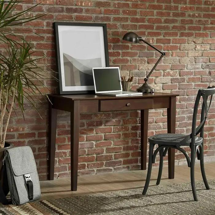 Bureau Shaker 44 pouces, table de maquillage, bois espresso, chambre à coucher, bureau, salle d'étud