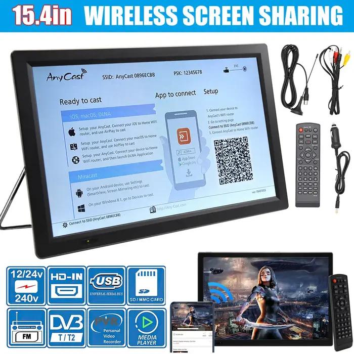 15.4 "Portable Voiture TV Télévision Numérique DVB-T2 ATSC ISDB-T Numérique TV Analogique Sans Fil É