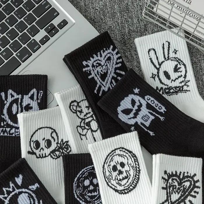 Lot 10 paires chaussettes diablotin pour chasse - Motif personnalisé noir blanc occasions tendance