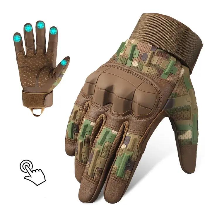 Gants tactiles cinq doigts écran tactile cuir PU anti-dérapage protection chasse tir extérieur