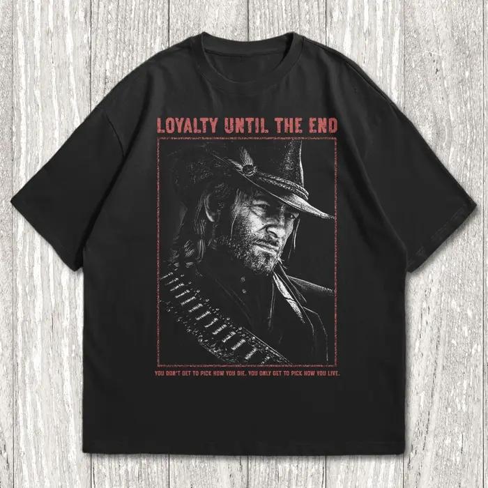 T-shirt vintage Arthur Morgan Loyalty Until The End avec portrait de cowboy, en coton doux, à manche