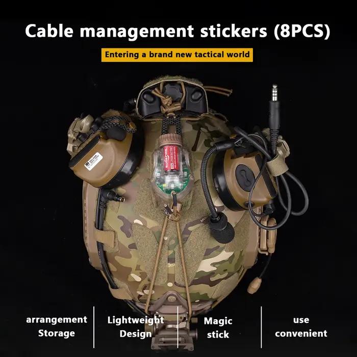 Kit gestion câbles 8 pièces pour casque tactique NVG communications organisation fils chasse airsoft