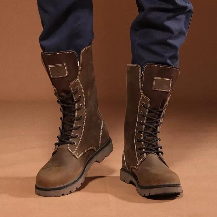 Bottes de randonnée en cuir pour hommes, bottes de moto imperméables, bottes de Combat de trekking,