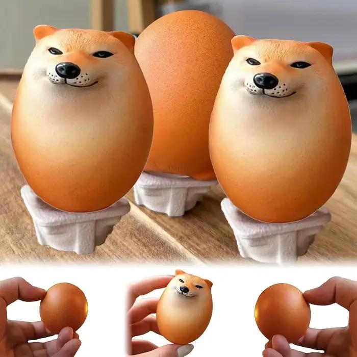 Shibako Oeuf de chien Squishy Shiba Inu Décoration de bureau en forme d'œuf réaliste Vent