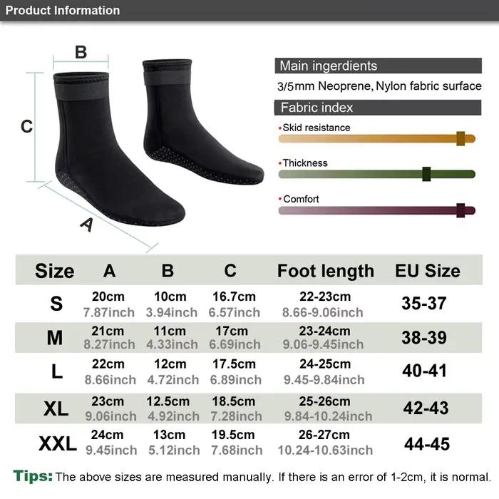 Chaussons néoprène plongée 3mm 5mm antidérapants - bottes surf snorkeling chasse sous-marine étanches
