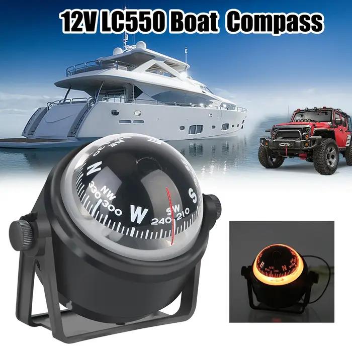 Boussole nautique étanche avec lumière LED électronique, positionnement de navigation, LC550, bateau, rotation à 360 °, 12V