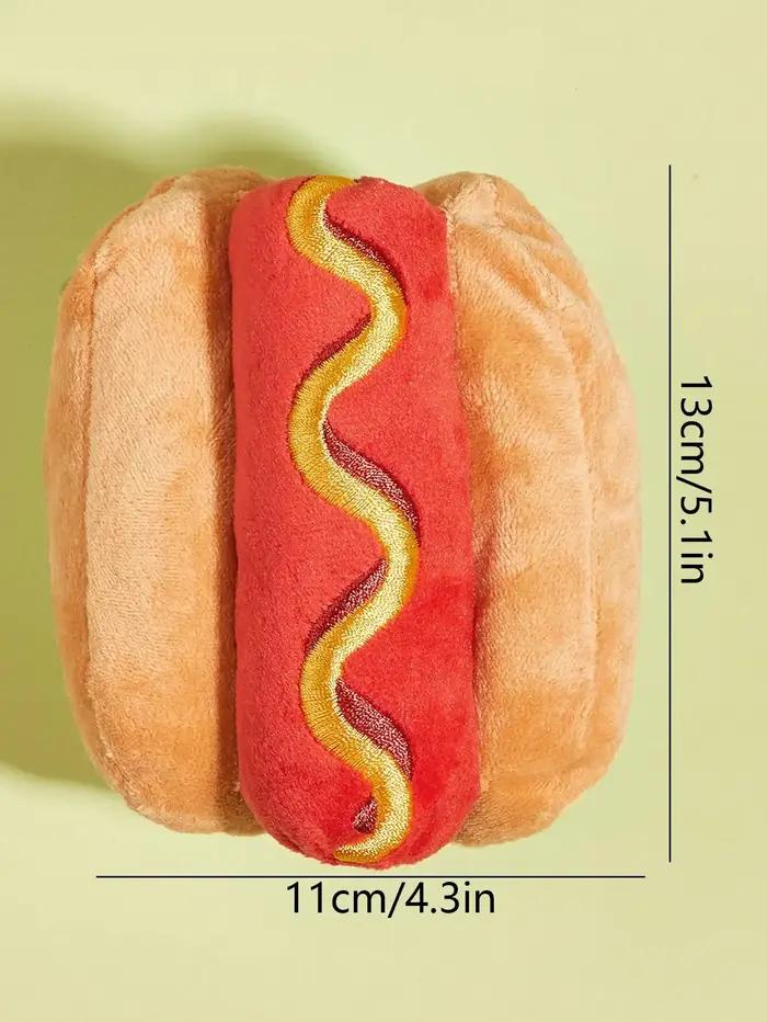 Jouet Hot Dog Peluche Grinçant en Polaire Pour Chiens Durables Occasions Spéciales Jeu Câlinage