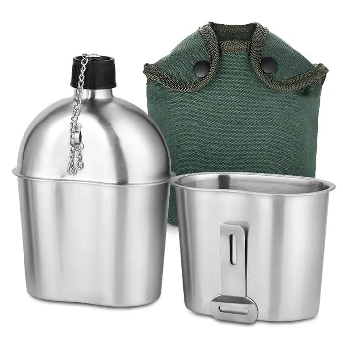 Ensemble de Gobelets de Cantine Militaire en Acier Inoxydable avec Juste