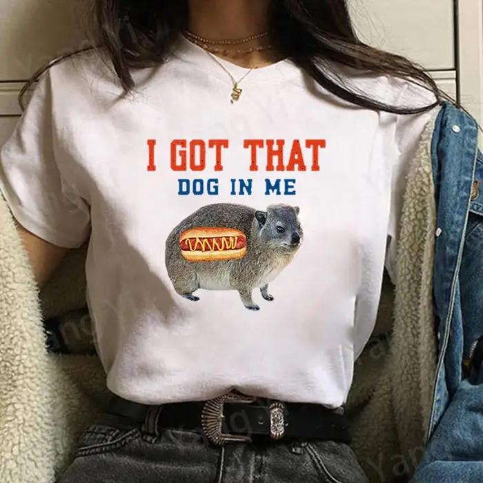 T-shirt drôle à imprimé pattes de lapin et hot-dog pour femmes et hommes