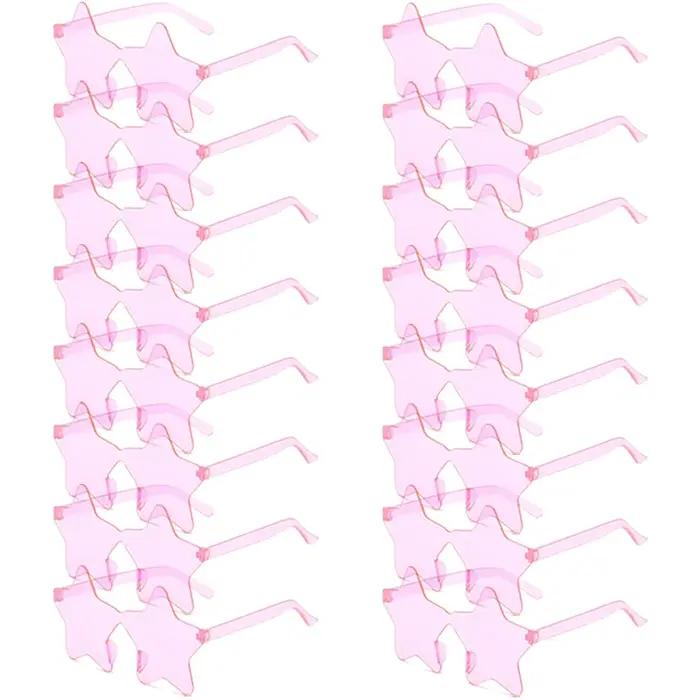 KAMMPT 16 paires par ensemble lunettes de soleil sans monture en forme d'étoile mode mignon couleur bonbon Rave nuances