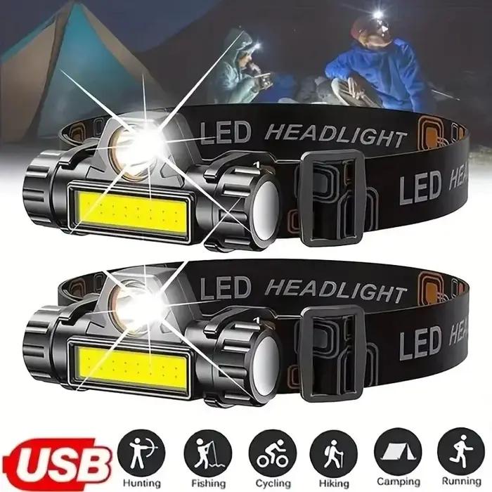 Lampe frontale LED COB Rechargeable USB, magnétique puissant, Super lumineuse, étanche, pour la pêch