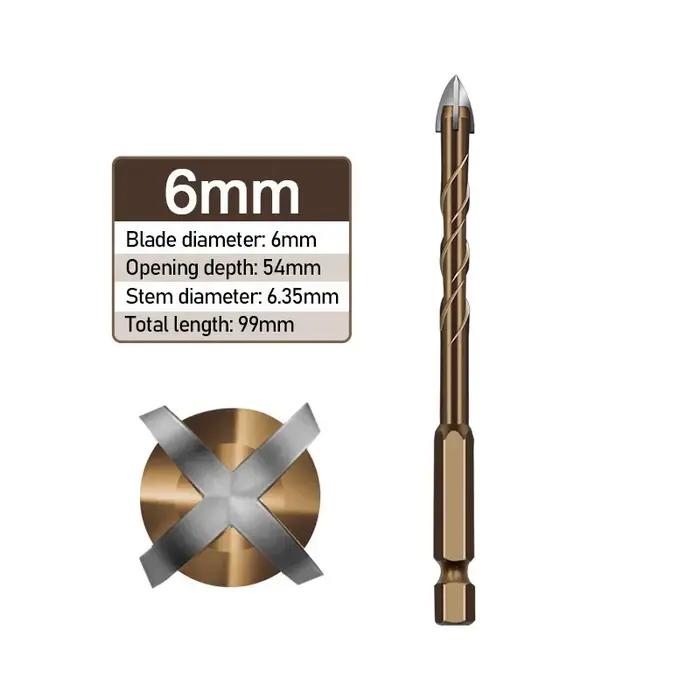Ensembles d'embouts pour métal dur, pointe en carbure de tungstène, coupe-trou à tige hexagonale pour mur de briques en béton, outil de carrelage en verre et céramique de 3mm à 12mm