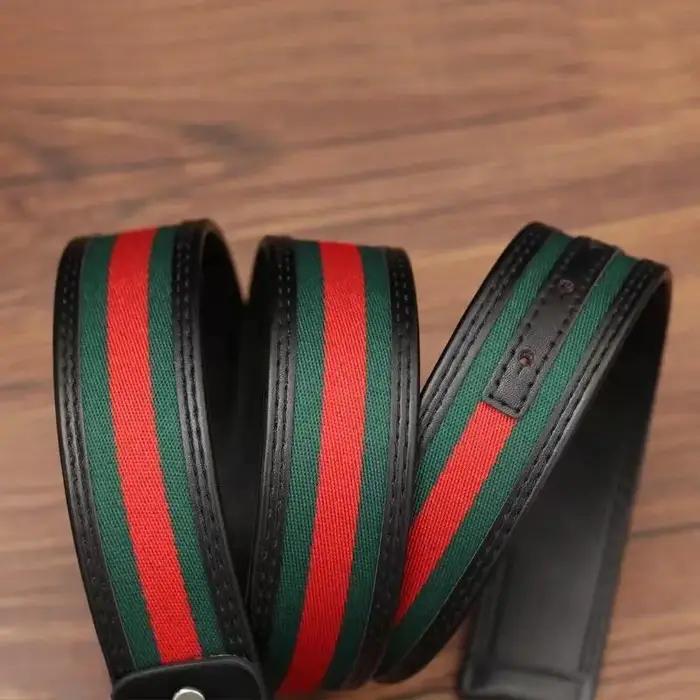 2026New mode hommes ceinture avec tissu rouge et vert lettre mode polyvalent décontracté Denim panta