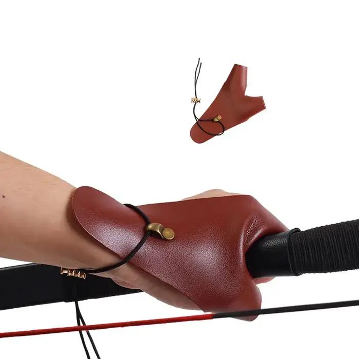 Gants de protection en cuir noirs à 2 doigts pour tir à l'arc