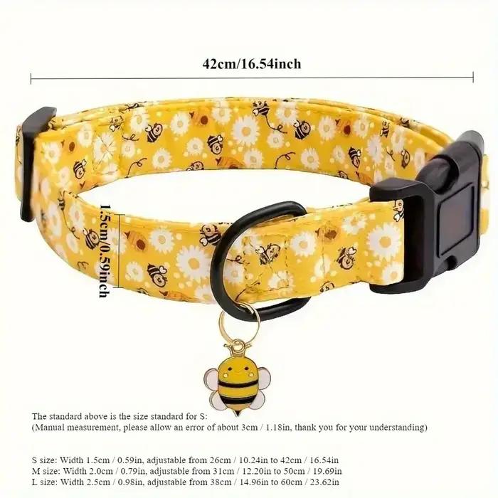 Collier pour chien imprimé abeille jaune mignon