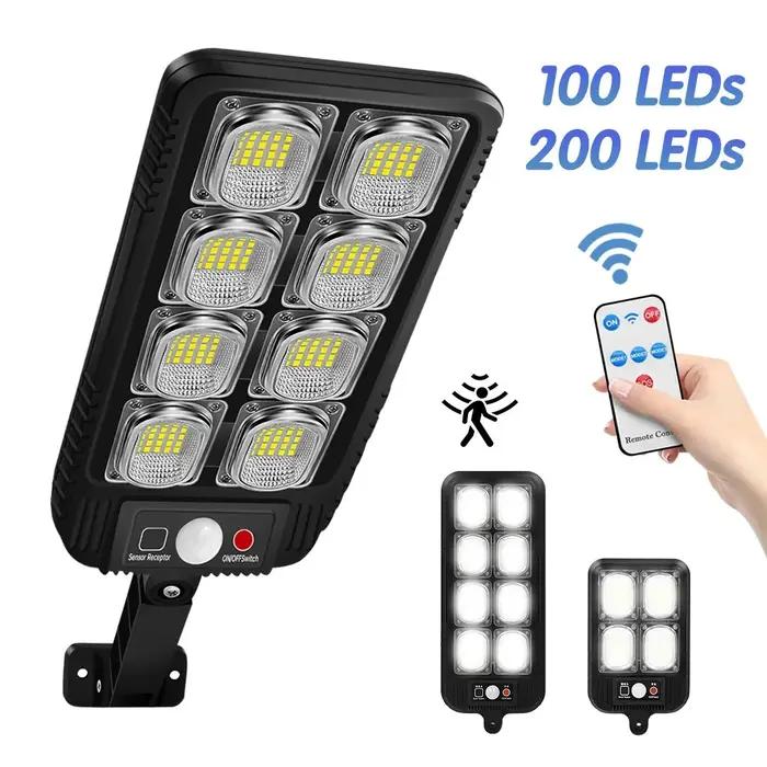 Lampadaire solaire étanche avec détecteur de mouvement, 100 LED, 200LED, IP65, extérieur, applique m