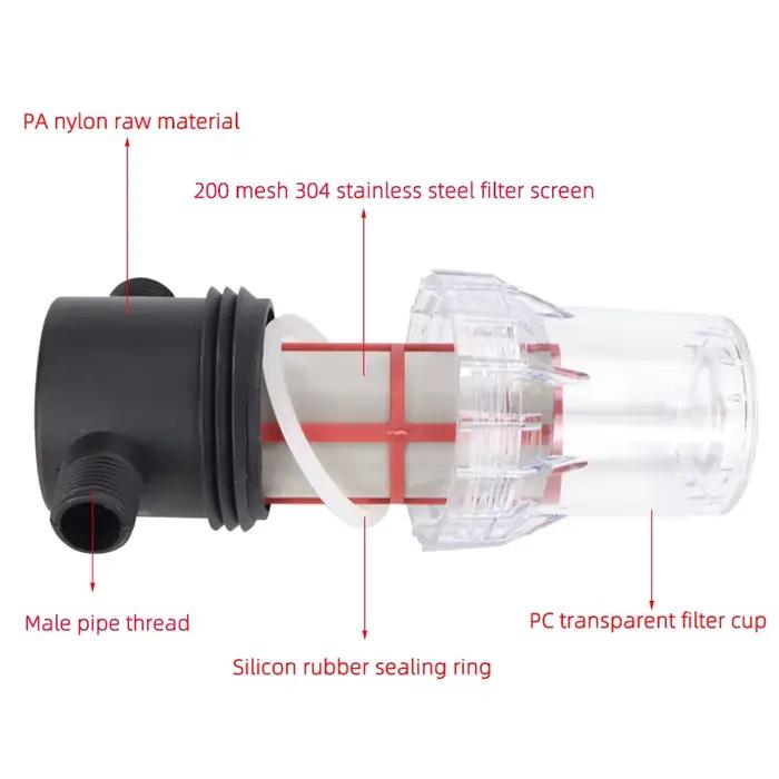 Écran filtrant en acier inoxydable 304, pré-filtre à 200 mailles, filtre de pompe à eau, 1/2 pouces,
