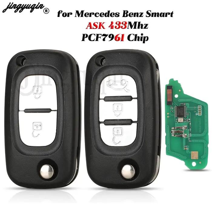 Jingyuqin – clé télécommande rabattable originale 433Mhz, pour Mercedes Benz Smart Fortwo 453 Forfou