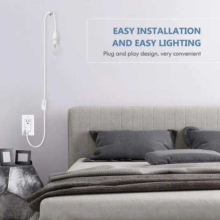 Câble d'alimentation pour support de lampe, 1.8m, E27 ue, luminaire LED suspendu, adaptateur de pris