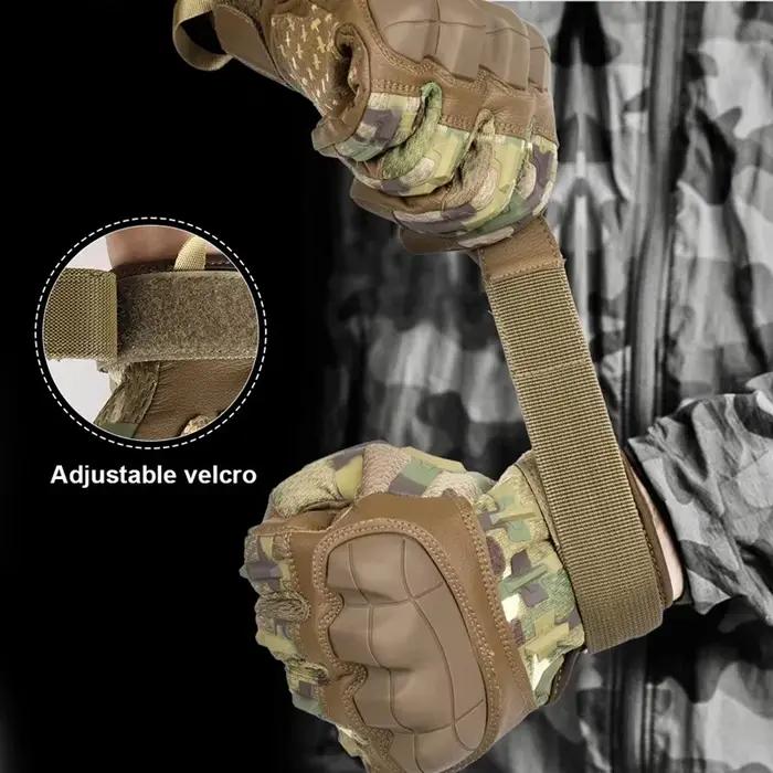 Gants tactiques en cuir PU compatibles écrans tactiles pour vélo