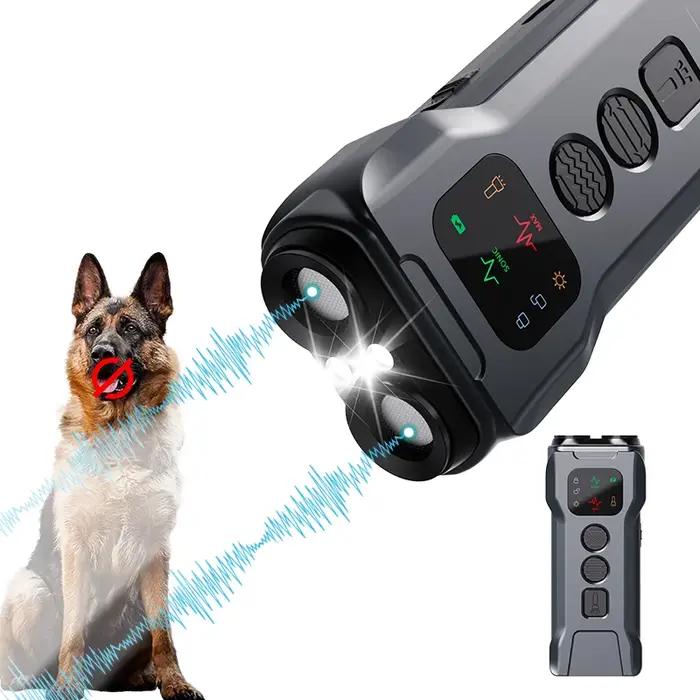 Dispositif anti-aboiement pour chien à ultrasons avec lampe torche LED ; rechargeable et efficace po