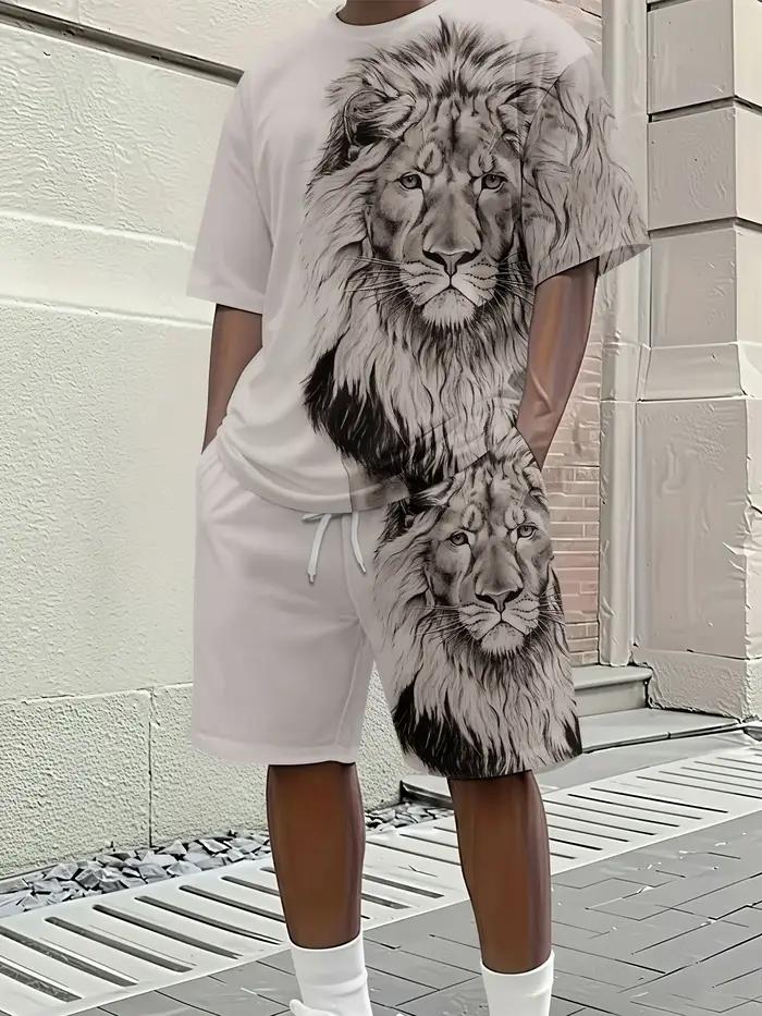 Ensemble décontracté pour homme : T-shirt et short imprimés, style artistique, vêtements d'été décon