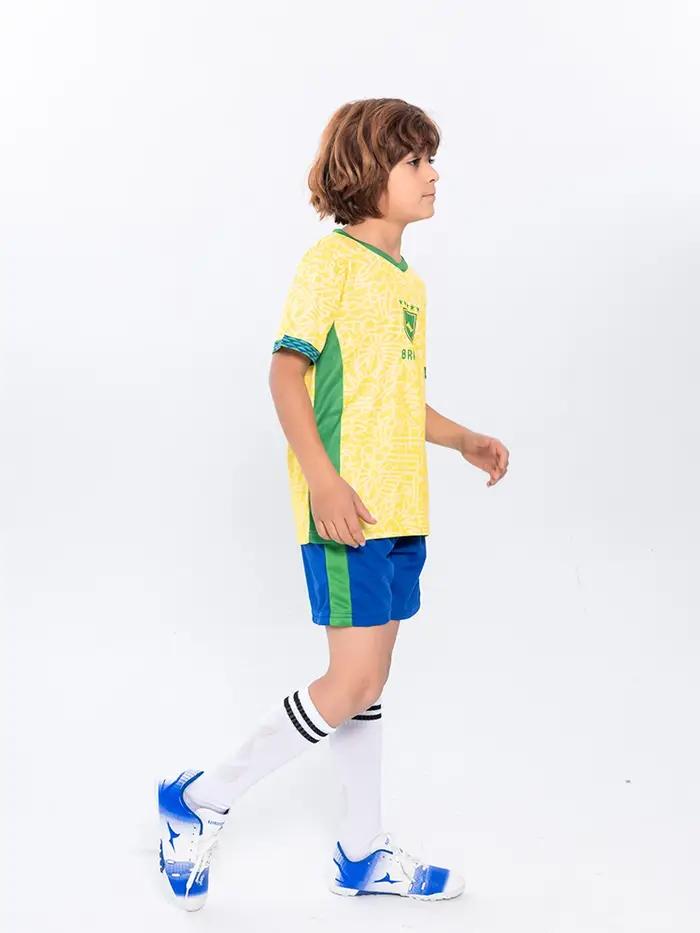 Suruida Maillot de football Brésil pour enfants Ensembles de sport pour garçons et filles Kits de ma
