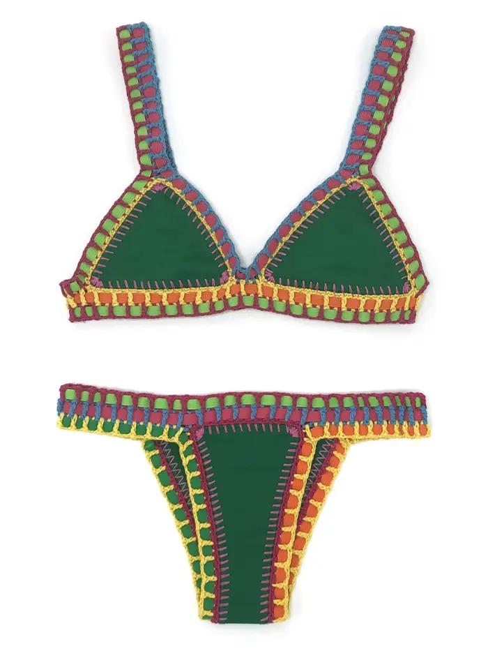 Vert Crochet Bikini ensemble femmes Maillot De Bain maillots