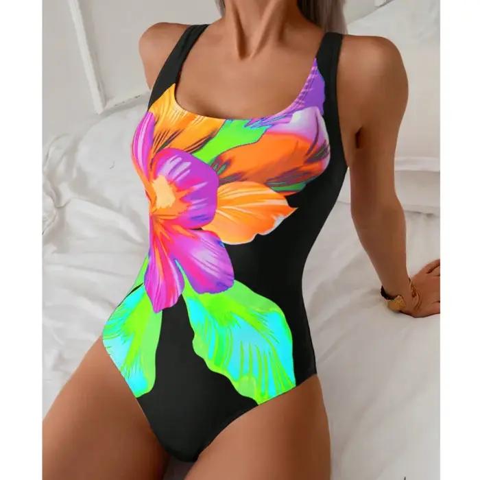 Été imprimer Sexy une pièce maillots de bain fermé femmes