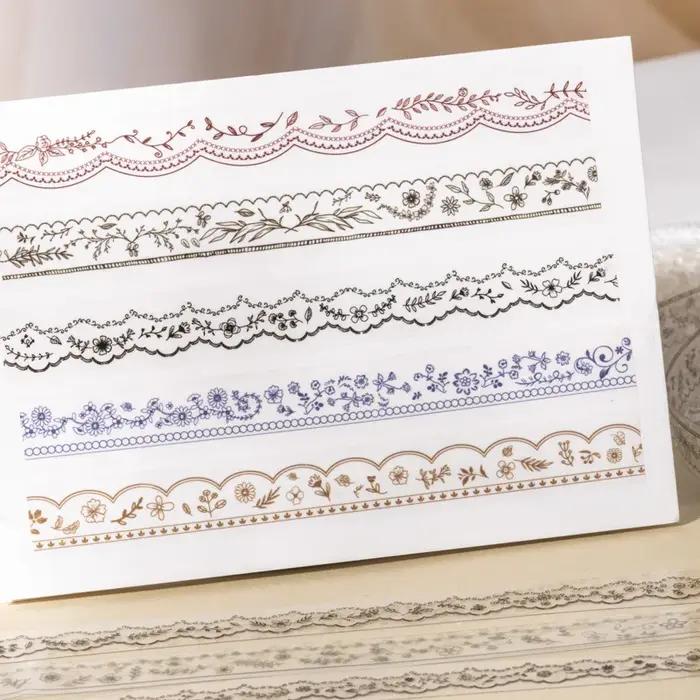 Journal GO en plastique avec bordure dentelle rétro pour scrapbooking et planification, avec bandes autocollantes et ruban de masquage pour femmes et occasions spéciales