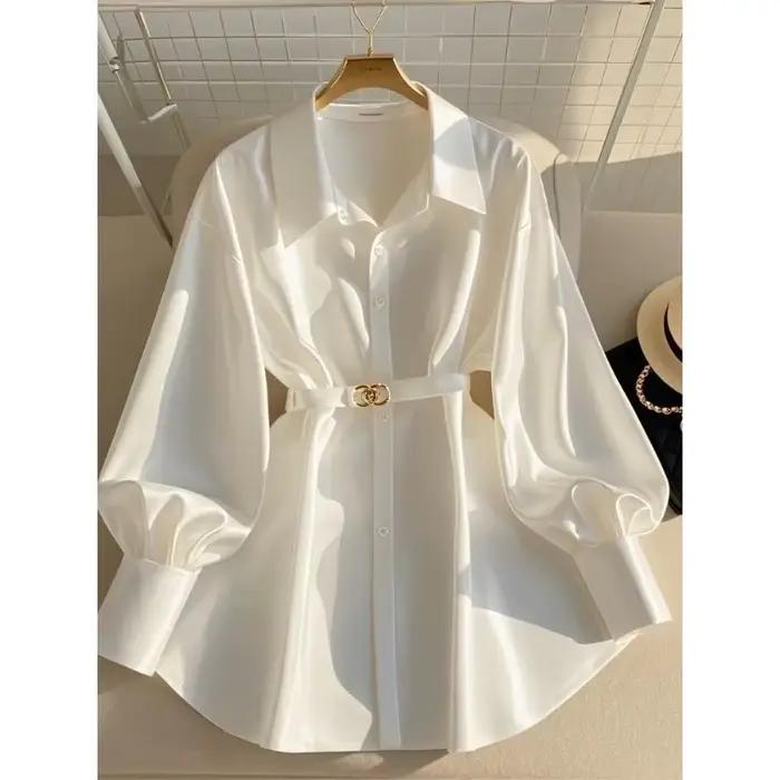 Vêtements pour femmes début automne Blouses blanches nouvelles chemises françaises haut de gamme Design de luxe dessus de chemise blanc Style Mature léger