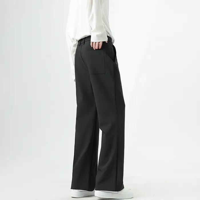 Small Flared Version Men's Casual Pants 2025 Fashion Korean Loose Elastic Drape Business Office Soli