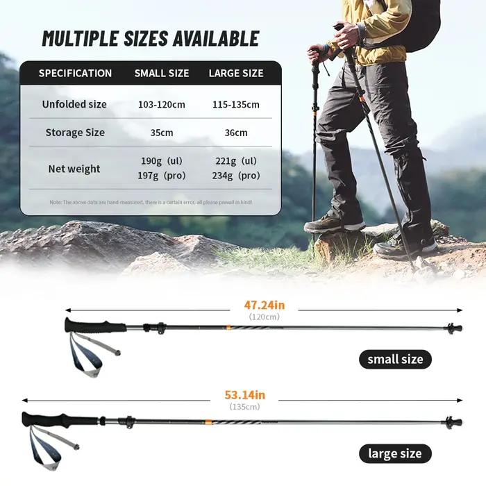 Bâtons de randonnée en fibre de carbone Naturehike, pliables, ultralégers, pour la randonnée en plei