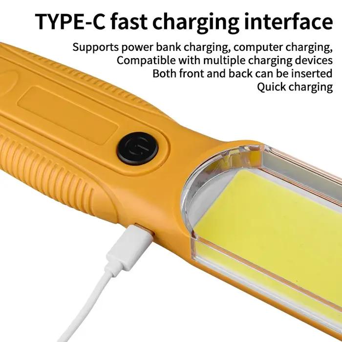 Lampe de travail LED COB forte, projecteur portatif, Rechargeable par USB, lampe de poche d'urgence
