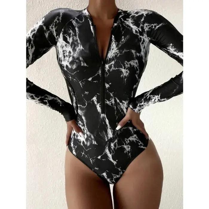 Nouveau maillot de bain une pièce fermé à manches longues maillots de bain pour sport surf body femm