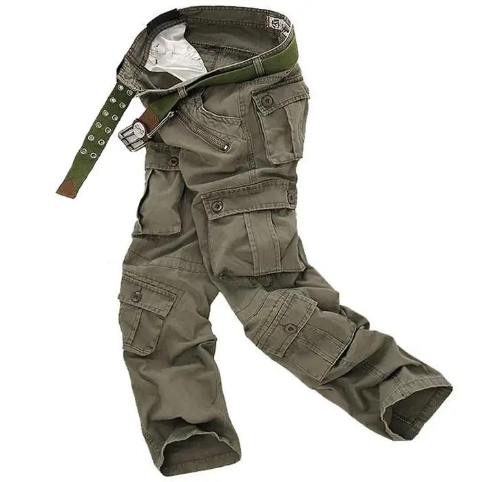 Pantalon cargo camouflage grande taille homme militaire multi-poches confortable chasse extérieur