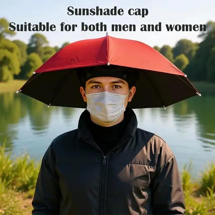 Chapeau parapluie pliable coupe-vent pour la tête, protection solaire, équipement de pluie, parapluie portable d'extérieur, chapeaux de plage pour le camping