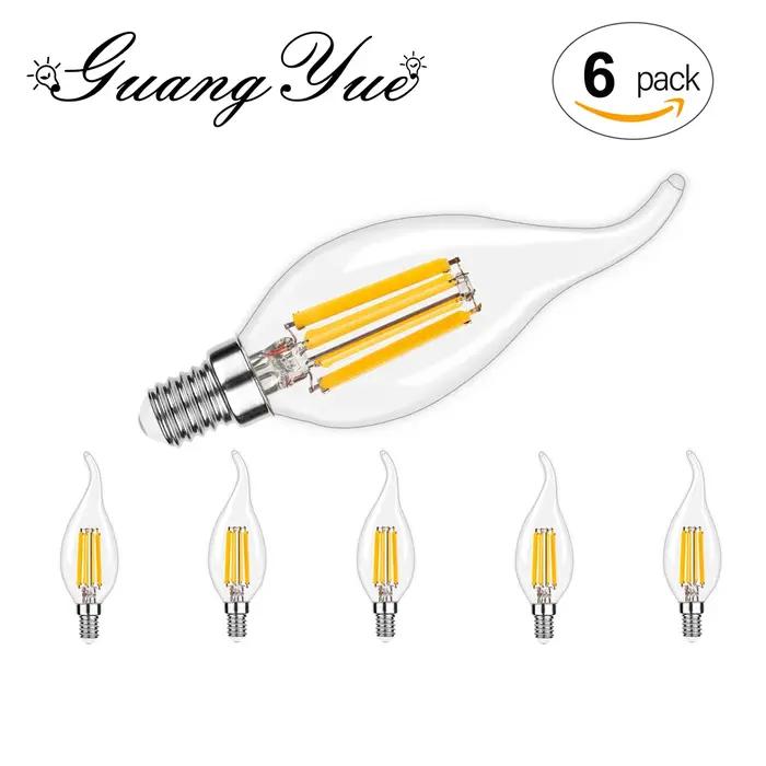 Ampoule de nuit en verre transparent C35 925 E14 E12 4W 6W filaments LED blanc chaud pointe courbée pour salon plafonnier occasions spéciales