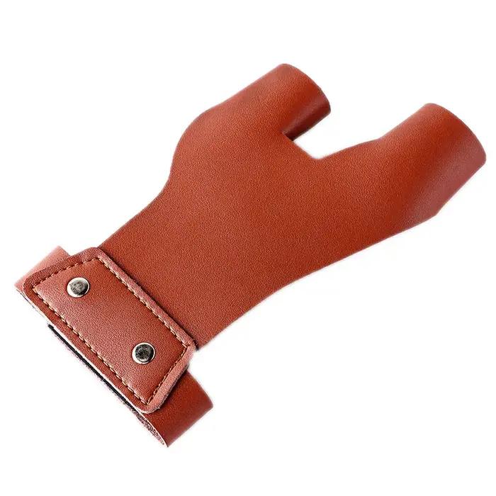 Gant d'archerie deux doigts cuir vache - Protection pouce-index pour arc traditionnel chasse main gauche